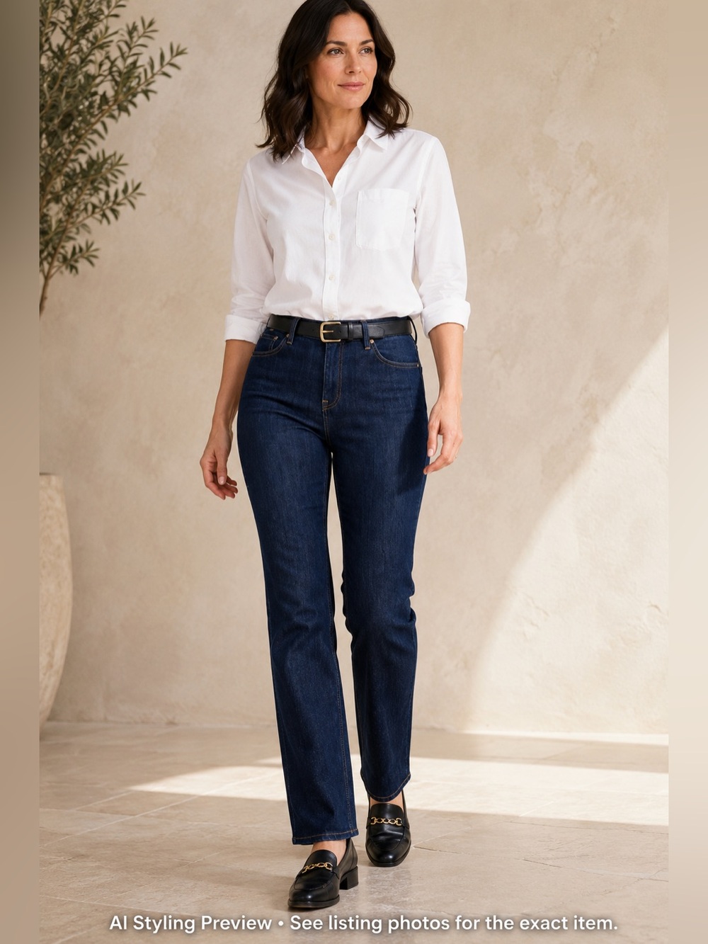 Santana Dark Wash Straight Leg Stretch Jeans Size 16 Mid Rise